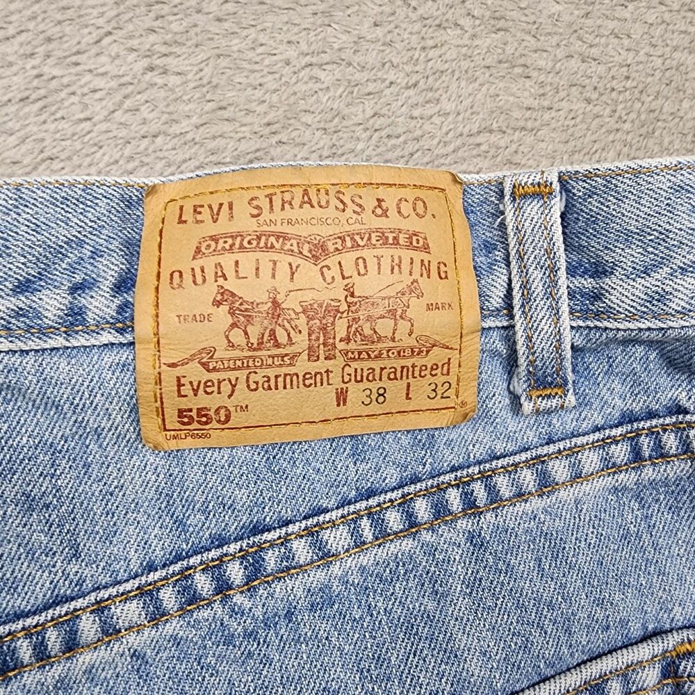 Levis Mens 38x32 550 Jeans Vintage Y2K Relaxed Fit Light Wash Denim Pants - Picture 8 of 12